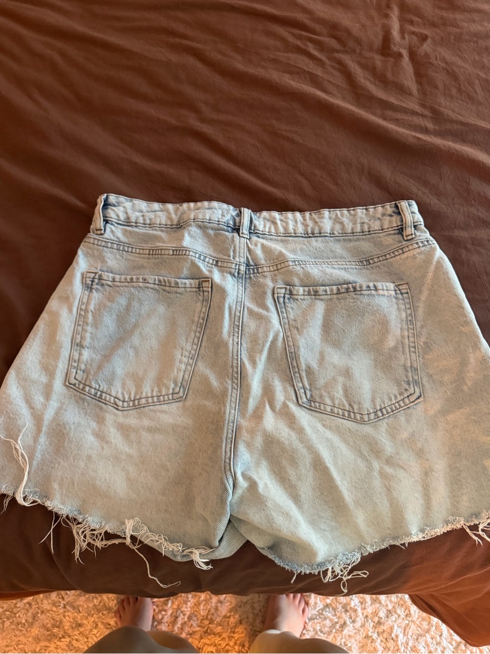 Light Wash Denim Cutoff Shorts - Women's